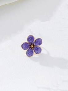 1 件女士花卉珐琅蝴蝶设计鸡尾酒戒指，多色，欧美日常佩戴，派对礼物 - 黑色 - 查看 5