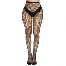 4 双女士镂空时尚加大码渔网紧身裤，适合日常生活连裤袜/紧身裤/长筒袜