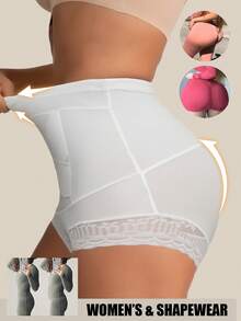 1pc Braga Faja Tiro Alto Sin Costuras. Control Abdomen, Levanta Glúteos, Detalle Encaje. - Blanco - Ver 11