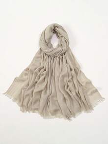 1 chiếc khăn trùm đầu Modal Hijab 50+ màu tùy chọn, mềm mại, nhẹ, chống trượt, thoáng khí, có tua rua thanh lịch dành cho nữ, thiết yếu để mặc hàng ngày với váy Abaya - Khăn trùm đầu Modal - Xem 20