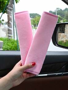 1pc/2pcs Car Plush Seat Belt Shoulder Cover Car Protective Belt Cover Children's Pink Car Accessories General Creative Car Seat Belt Cushion Cover - Black - View 16