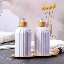 1pc 500ml Soap Dispenser, With Bamboo Pump, Suitable For Bathroom, Shower, Counter, Kitchen, Laundry Room Back To School - White - View 2
