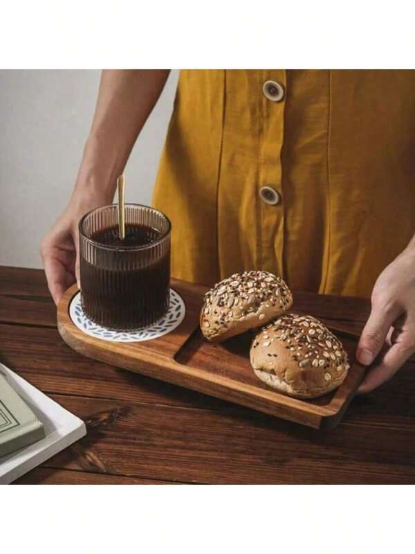 1pc 10.8inWood Tray Simple Design Service Tray Saucer Tray Kitchen Tray Perfect For Perfume, Fruit, Dried Fruit, Bread Cake, Dessert, Coffee Cup, Tea Cup, Drink Cup, Food Tray Wooden Food Tray Can Also Be Used For Home Decoration, Party Camping Party Christmas Festival, Wedding, Picnics, Outdoor Supplies, Christmas Gifts