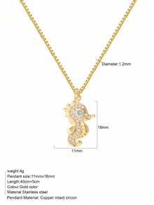 1pc Heart-Shaped Demon Eye, Star & Sun, Turtle, Bee, Conch Shaped Golden Pendant Necklace, Ocean Theme Stainless Steel Women's Jewelry - Yellow Gold - View 10