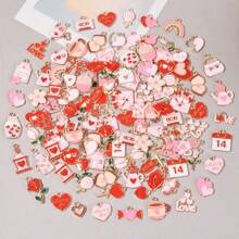 20/50 Pcs/Pack Assorted Romantic Pink Heart, Bow, Shamrock, Lucky Charm, Flower Enamel Charms, Pendants Suitable For DIY Jewelry Making, Craft Projects