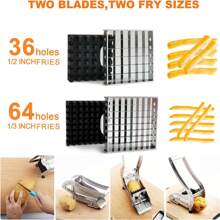 French Fry Cutter With 2 Blades, Stainless Steel Professional French Fry Cutter, French Fry Slicer, French Fry Cutter For Pressed Fries, Multifunctional Vegetable And Fruit Slicer Kitchen Tool, Holiday Gift