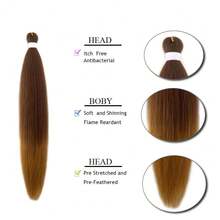 Ombre Pre Stretched Braiding Hair 30 Inch 8 Packs Synthetic Crochet Braids Hot Water Setting Professional Soft Texture Synthetic Hair Extensions 30 Inch 1B 27 - 30/27(Amber brown mixed with blonde) - View 2