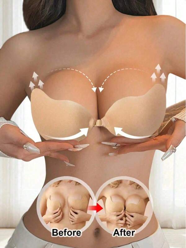 1pc/2pcs Thick Invisible Adhesive Bra/Breast Lift Tapes, Corrects Sagging Breasts,Suitable For Dresses, Enhances Cleavage, Lifts And Shapes Petite/Small Bust