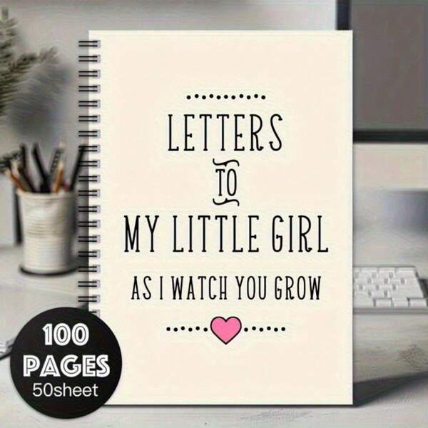 1 pièce Cahier spirale pour une fille, une petite-fille ou une nièce, parfait comme cadeau de baby shower, un souvenir pour les nouvelles mamans, des lettres à ma petite fille, un livre de souvenirs ou un agenda quotidien. Fournitures scolaires, rentrée des classes.