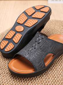 Plus Size Men Casual Fashion Slip-On Sandals, Comfortable Non-Slip Beach Slippers, Suitable For Fathers