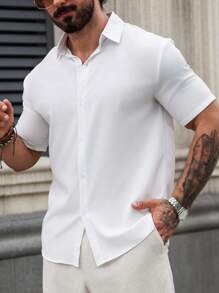Men's Solid Casual Summer Short Sleeve Shirts