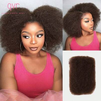 QVR QUEEN VIRGIN REMY 50g/Pack African Curly Bulk Hair Extensions, Suitable For Braiding, Mini Twists, Dreadlocks, High Quality Human Hair Extensions For Men And Women, Multiple Colors Available (Black, Brown, Golden, Wine Red, Ombre Etc.), Natural And Soft, Can Be Dyed And Permed.