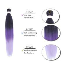 Ombre Pre Stretched Braiding Hair 30 Inch 8 Packs Synthetic Crochet Braids Hot Water Setting Professional Soft Texture Synthetic Hair Extensions 30 Inch 1B 27 - 1B/Purple/Light Purple - View 2