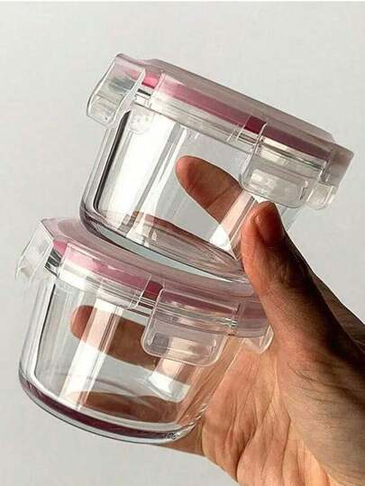 1pc High Borosilicate Glass Food Storage Container, Airtight Seal Jar For Baby Food, Microwave & Dishwasher - Ideal For Snacks, Dips, Etc.