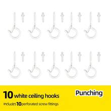 meike 2pcs Q-Shape No-Drill Hanging Hooks, Latch, Windproof Screws, For Suspending Outdoor String Lights, Ceiling, Plants, Christmas Lights And Patio Lamps, 2.2 Inch, Black And White, With Pre-Adhesive Screws - 2 Pack - View 21