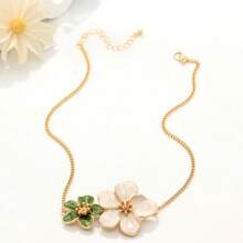 1 buc colier elegant colorat cu pandantiv floral cu picătură de ulei, lanț delicat cu petale, potrivit pentru purtare zilnică, cel mai bun cadou pentru femei
