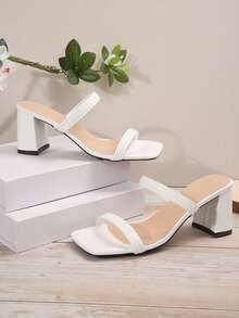 Fashionable Retro Style French Delicate Pointed Toe High Heel Slipper Sandal For Women, Summer - White - View 5