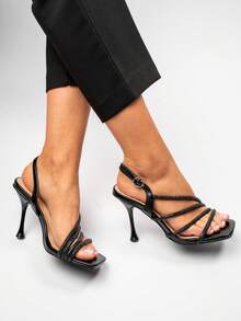 Tocuri stiletto cu barete și slingback - Negru - Vizualizare 3