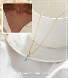 FUNEIA Women 14K Gold Plated Emerald Birthstone Necklace Women Mothers Dainty Gold Necklace Blue Green Cubic Zirconia Pendant Necklace Birthday Gifts Women Jewelry - 03. 三月(海藍寶石) - 查看 3