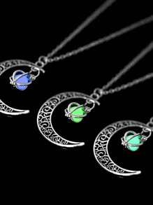 1 pièce Collier ras-de-cou en alliage lumineux en forme de lune et de citrouille, une création idéale pour les fêtes, convient pour le port quotidien, les festivals, les soirées et les cadeaux, pour hommes et femmes