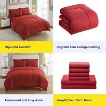 JIANGTAO-Dorm Room Essentials College Bedding Comforter Set 5 Piece Twin XL Size Bed In A Bag For College Students Boys And Girls, Twin XL, Navy Blue - 紅色 - 查看 6