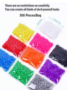 500 pezzi/confezione, perline forate da 5 mm, confezione supplementare per la realizzazione di gioielli, puzzle di perline forate, artigianato creativo, fai-da-te per gioielli, puzzle in massa, imballaggio di assemblaggio, adatto per bambini di età superiore ai 5 anni per realizzare opere d'arte a mano.