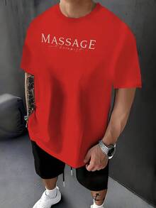 MASSAGE With Therapist Script Men's Pure Cotton Tshirt Comfort Fit - Red - View 1