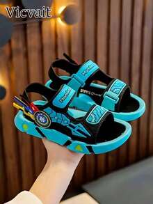 Cool Boys Sandals Summer Soft Bottom Anti-Skid Outdoor Beach Shoes Small Children Handsome Fashion Shoes - Màu xanh lam - Xem 2