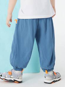 Balabala 儿童裤子，男童女童裤子，2024春夏新品，透气休闲装 - 淺藍色 - 查看 4