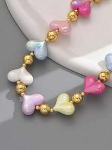 1 pezzo Collana da donna con ciondolo a forma di cuore in perline colorate caramella