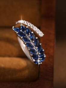 1pc Fantasy Leaf Cubic Zirconia Women Wedding Rings 6 Colors Choice CZ Openable Engagement Ring For For Banquet, Prom, Party Jewelry Gift