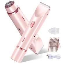 2 In 1 Electric Shaver For Women, 2025 New Rechargeable Women's Body Shaver Bikini Trimmer, Electric Razors For Women, Wet And Dry Hair Trimmer For Facial Face Lip Chin Underarm Legs (Pink)