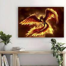 1pc Framed 1pc Canvas Painting Printing 1PC Phoenix Bird Animal Poster Canvas Painting Wall Art Print Picture Home Decor For Home, Office, Bar, Cafe, Classroom, Dormitory, Bathroom, Holiday Gift, Fahter'S Day, Mother'S Day, Graduation Ceremony, Memorial Day - Framed - View 4