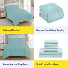 JIANGTAO-Dorm Room Essentials College Bedding Comforter Set 5 Piece Twin XL Size Bed In A Bag For College Students Boys And Girls, Twin XL, Navy Blue - 藍色 - 查看 6