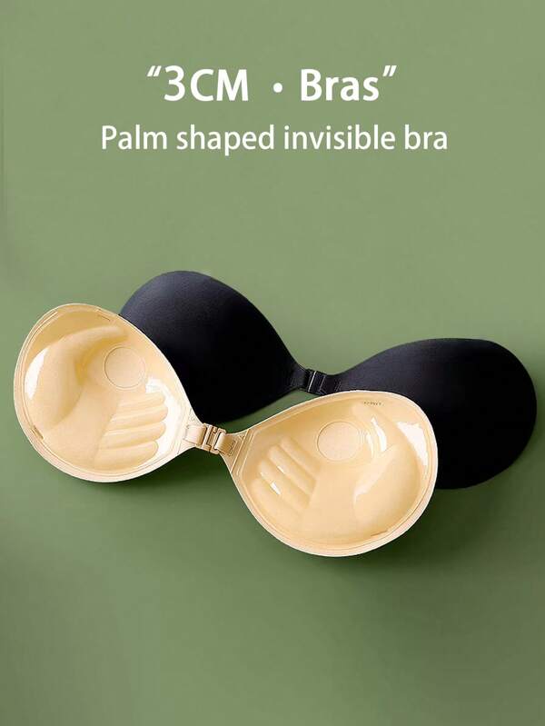 Adhesive Bra 3CM Thickness, Small Chest Backless Strapless Dress Invisible Bra, Reusable Breast Augmentation Bra
