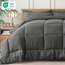 Newspin Queen Bed In A Bag 8 Pieces Comforter Set, Black All Season Bed Set, Queen Bedding Sets With Comforter And Sheets, Pillow Shams, Flat Sheet, Fitted Sheet, Pillowcases And Bed Skirt - 灰色 - 查看 2