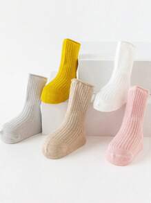 3 pares de calcetines antideslizantes para bebé, calcetines de caña alta de unicolor versátiles para niños de 1 a 3 años