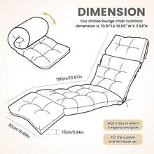 Outdoor Folding Lounger Chair Cushion Recliner Rocking Chair Sofa Mat Chair Cushion For Yard Patio Beach Pool Deck For Outdoor Folding Chaise Lounge Chair Cushion For Beach Sunbathing Patio - 深灰色 - 查看 2