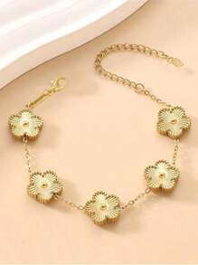 1 pièce Bracelet à trèfle à quatre feuilles chanceux élégant pour femme, bracelet en cristal guérisseur pour la guérison de l'énergie spirituelle, convient pour un port quotidien, cadeau idéal pour la petite amie, l'épouse ou la partenaire