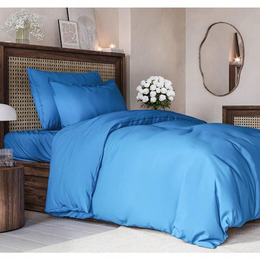 Cover Queen Size Set - Extra Soft Queen Size Duvet Cover 90 X 90 With 2 Pillow Shams - Hotel Luxury Easy Care And Fade Free W/ Zipper Closures & Ties - Breathable Bedding Set (Light Sage Green) - 23 - Royal Blue (No Comforter) - View 1