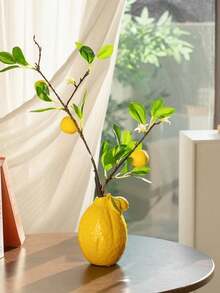 2 件柠檬形花瓶配人造花，逼真的柠檬水果花瓶，北欧风格清新家居装饰，花瓶，桌面装饰，极简主义高端装饰 - 彩色 - 查看 3