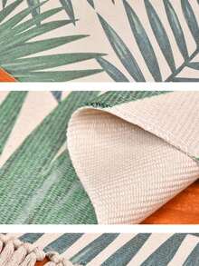 1PCSCotton Yarn Woven Floor Mat Digital Printing Handmade Knotting Fringe Floor Mat Carpet For Home Entrance Mat - White+Green - View 6