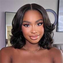Body Wave Lace Front Wigs Human Hair Pre Plucked 13x4 HD Lace Front Wigs Human Hair Bob Wig Human Hair Glueless Wig 200% Density Short Bob Wigs For  Women Natural Black(Bob Wig,12 Inch) - Natural Black - 查看 1