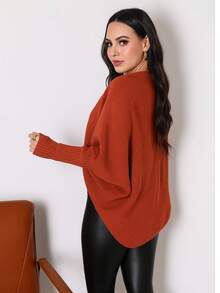 Women's Knitted Warm And Elegant Cape Coat Cardigan Blouse - Bronze - View 4