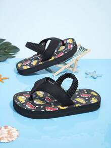 儿童男童可爱汽车图案泡沫拖鞋，时尚百搭，室内外均可穿着，轻便、透气、防滑 - 彩色 - 查看 1