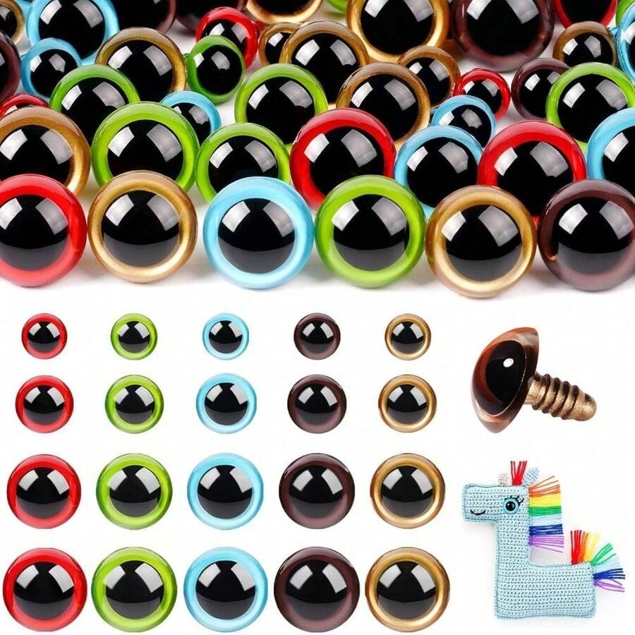 160Pcs Multifunctional Safety Eyes For Amigurumi With Washers 10/12/16/18mm Colorful Plastic Safety Eyes For Crochet Craft Safety Eyes Gift Crochet Lovers Halloween Decorations Stuffed Animals Crafting Office Stationery Supplies - 1 pack - View 1