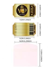 12 Pcs/Set Double-Sided Design Birthday Party Invitations With Envelopes,Movie VIP Party Invitations, Birthday Invites,Decorations Suitable For Party, Wedding, Festival Invitation And Party Activities.(Black Gold And Rose Red)