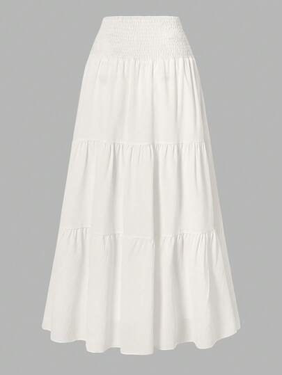 Women's Solid Color Minimalist Versatile Ruffle Hem Skirt