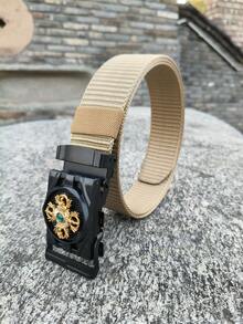 Men Watch Design Buckle Tape Belt Street Fall, Autumn, Halloween Autumn-Winter Accessories,Suitable For Teens, Youth,Men,Casual, Outdoor, Athletic, Vacation, Graduation Gifts, Birthday, Daily Wear - Black - View 5