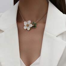 1 buc colier elegant colorat cu pandantiv floral cu picătură de ulei, lanț delicat cu petale, potrivit pentru purtare zilnică, cel mai bun cadou pentru femei